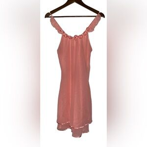 Whisper Rose Embroidered Slip Gown Women M Romantic Relax Fit Lounge Lightweight